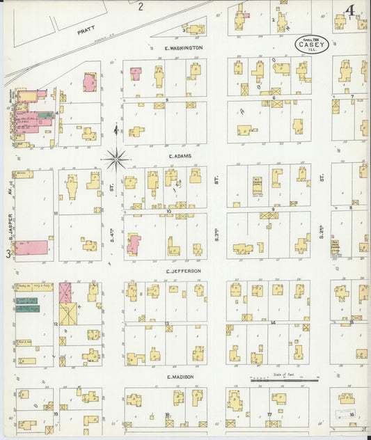 Sanborn Fire Insurance Map from Casey, Clark County, Illinois (1906), Sheet #0004 - Historic Sanborn Fire Insurance Map Print, vintage old map wall art, antique decor, genealogy gift, Illinois Illinois map