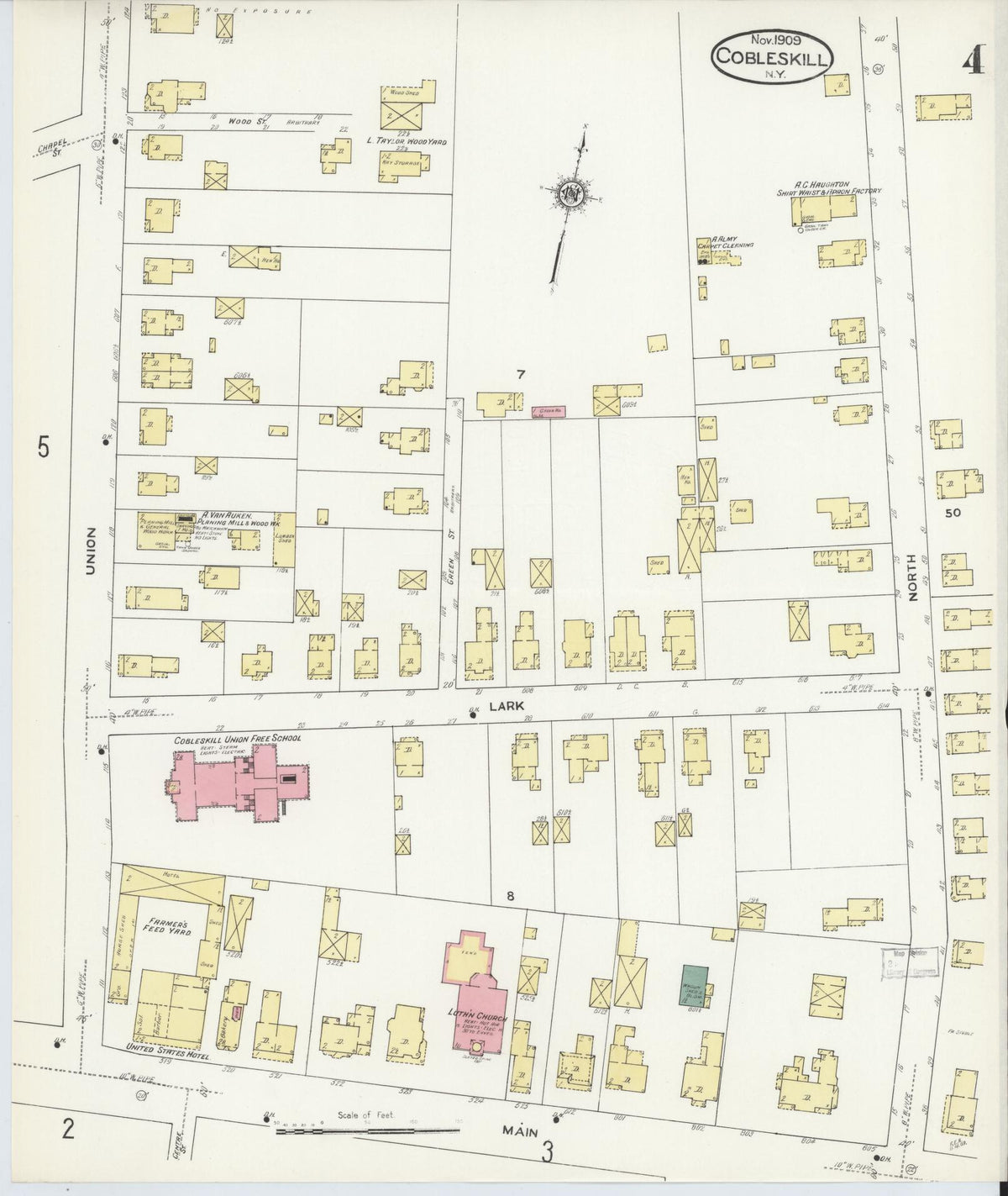 Sanborn Fire Insurance Map from Cobleskill, Schoharie County, New York (1909), Sheet #0004 - Historic Sanborn Fire Insurance Map Print, vintage old map wall art, antique decor, genealogy gift, New York New York map