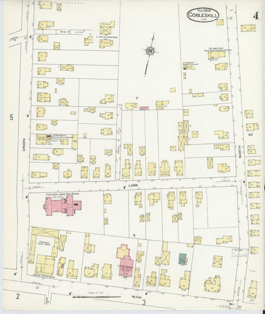 Sanborn Fire Insurance Map from Cobleskill, Schoharie County, New York (1909), Sheet #0004 - Historic Sanborn Fire Insurance Map Print, vintage old map wall art, antique decor, genealogy gift, New York New York map