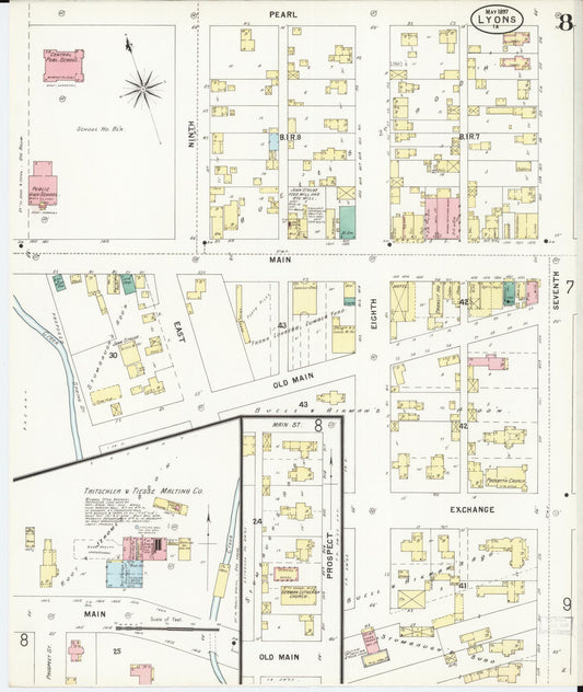 Sanborn Fire Insurance Map from Lyons, Clinton County, Iowa (1897), Sheet #0008 - Historic Sanborn Fire Insurance Map Print, vintage old map wall art