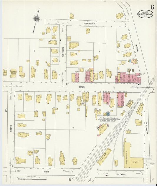 Sanborn Fire Insurance Map from Shortsville, Ontario County, New York (1911), Sheet #0006 - Historic Sanborn Fire Insurance Map Print, vintage old map wall art, antique decor, genealogy gift, New York New York map