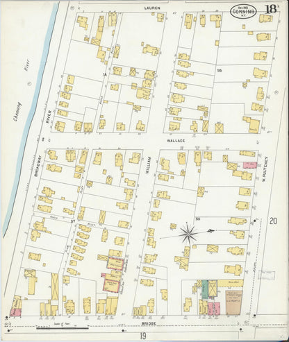 Sanborn Fire Insurance Map from Corning, Steuben County, New York (1903), Sheet #0018 - Complete Map Set gallery image, historic Sanborn map, vintage wall art, New York New York