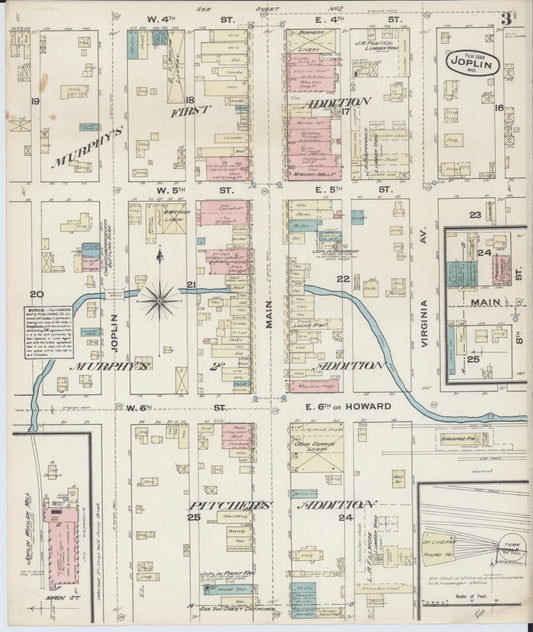 Sanborn Fire Insurance Map from Joplin, Jasper County, Missouri (1884), Sheet #0003 - Historic Sanborn Fire Insurance Map Print, vintage old map wall art, antique decor, genealogy gift, Missouri Missouri map