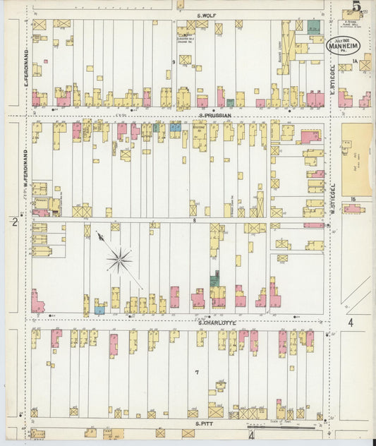Sanborn Fire Insurance Map from Manheim, Lancaster County, Pennsylvania (1902), Sheet #0005 - Historic Sanborn Fire Insurance Map Print, vintage old map wall art, antique decor, genealogy gift, Pennsylvania Pennsylvania map