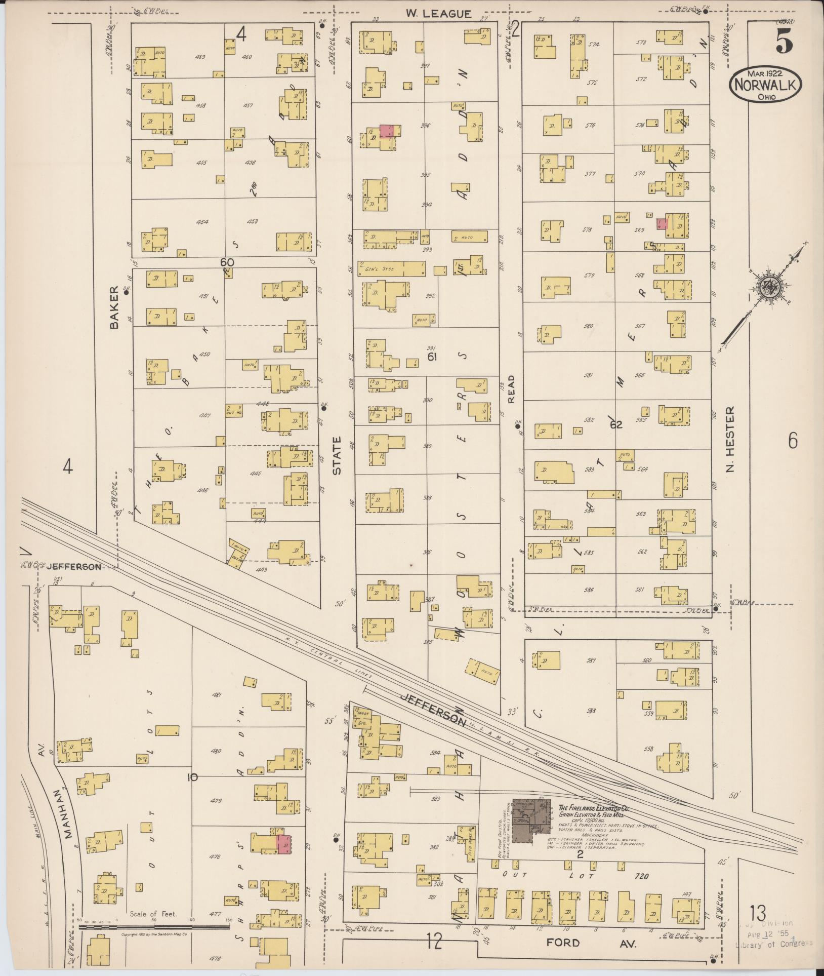 Sanborn Fire Insurance Map from Norwalk, Huron County, Ohio (1922), Sheet #0005 - Complete Map Set gallery image, historic Sanborn map, vintage wall art, Ohio Ohio