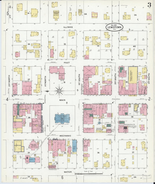 Sanborn Fire Insurance Map from Lewistown, Fulton County, Illinois (1909), Sheet #0003 - Historic Sanborn Fire Insurance Map Print, vintage old map wall art, antique decor, genealogy gift, Illinois Illinois map