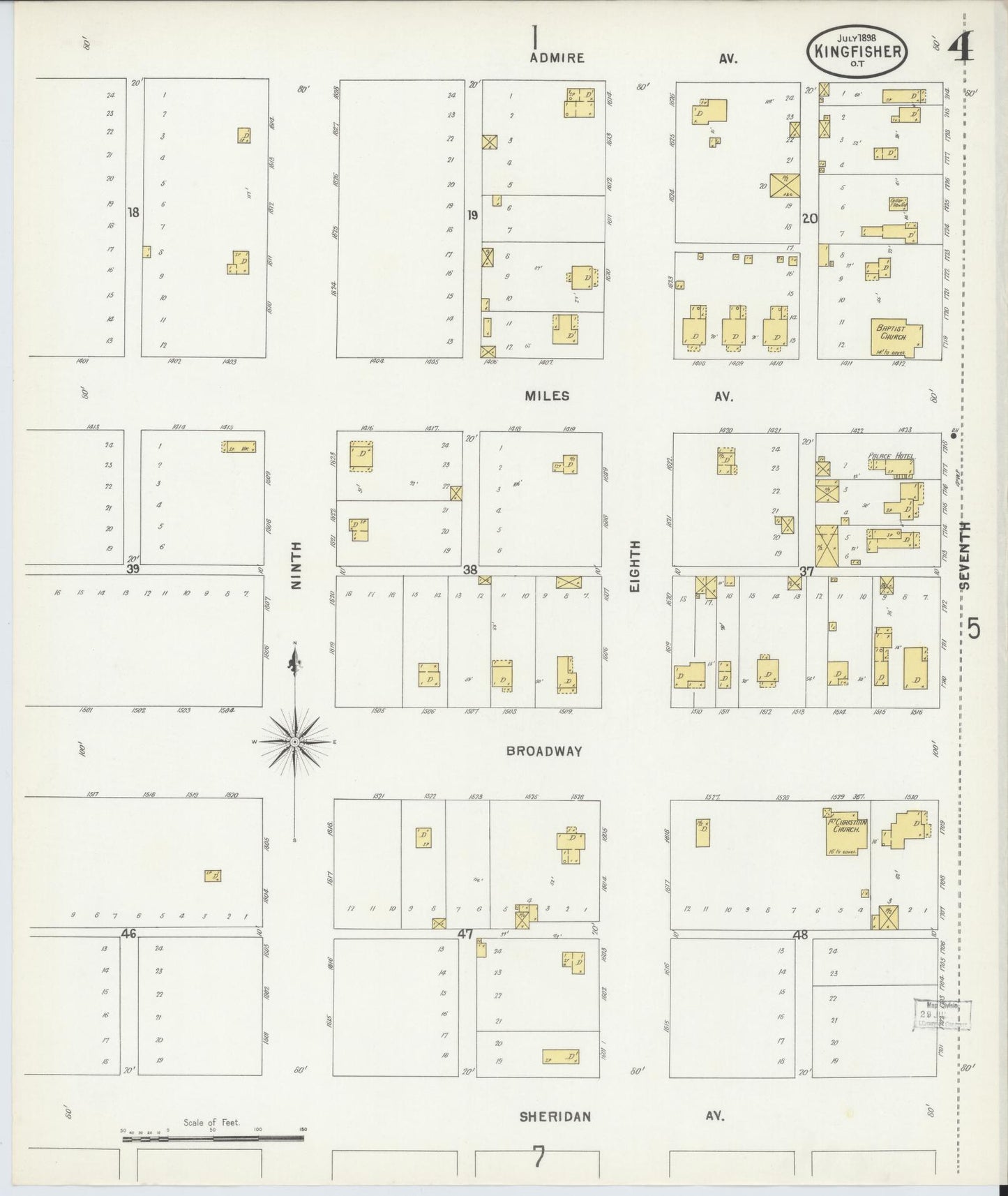 Sanborn Fire Insurance Map from Kingfisher, Kingfisher County, Oklahoma (1898), Sheet #0004 - Complete Map Set gallery image, historic Sanborn map, vintage wall art, Oklahoma Oklahoma