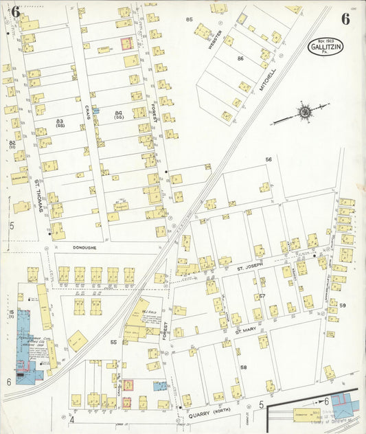 Sanborn Fire Insurance Map from Gallitzin, Cambria County, Pennsylvania (1923), Sheet #0006 - Historic Sanborn Fire Insurance Map Print, vintage old map wall art, antique decor, genealogy gift, Pennsylvania Pennsylvania map