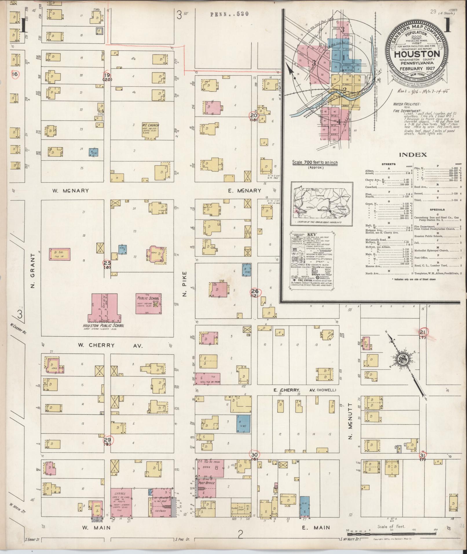 Sanborn Fire Insurance Map from Houston, Washington County, Pennsylvania. (1936) – Historic Sanborn Fire Insurance Map Print