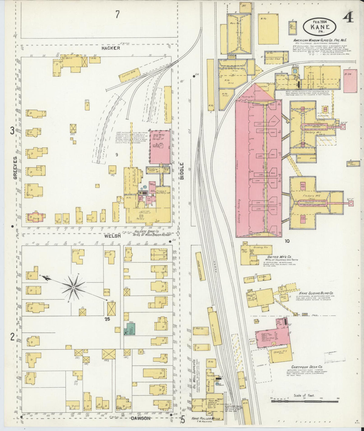 Sanborn Fire Insurance Map from Kane, McKean County, Pennsylvania (1904), Sheet #0004 - Complete Map Set gallery image, historic Sanborn map, vintage wall art, Pennsylvania Pennsylvania
