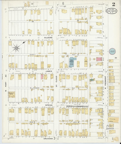 Sanborn Fire Insurance Map from Keyser, Mineral County, West Virginia (1908), Sheet #0002 - Complete Map Set gallery image, historic Sanborn map, vintage wall art, West Virginia West Virginia