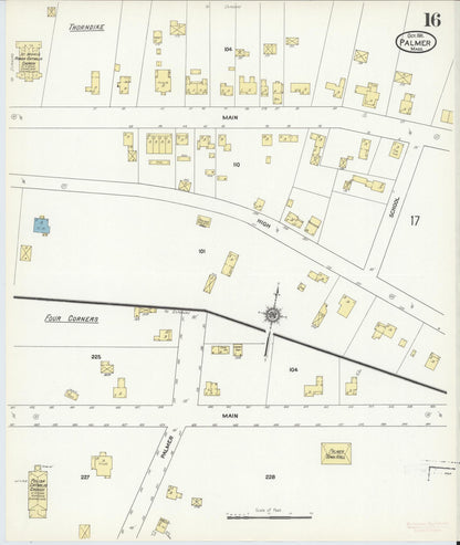 Sanborn Fire Insurance Map from Palmer, Hampden County, Massachusetts (1911), Sheet #0016 - Complete Map Set gallery image, historic Sanborn map, vintage wall art, Massachusetts Massachusetts