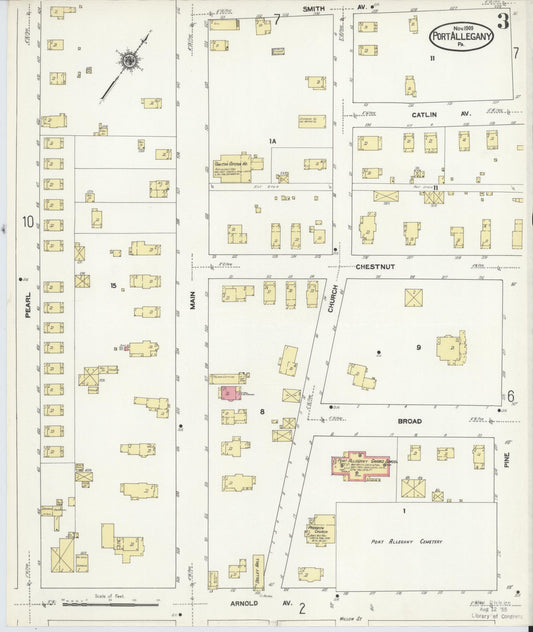Sanborn Fire Insurance Map from Port Allegany, McKean County, Pennsylvania (1909), Sheet #0003 - Historic Sanborn Fire Insurance Map Print, vintage old map wall art, antique decor, genealogy gift, Pennsylvania Pennsylvania map