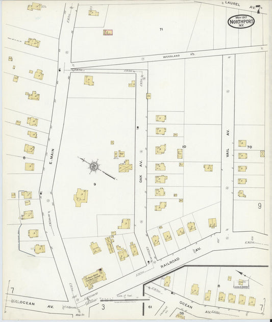 Sanborn Fire Insurance Map from Northport, Suffolk County, New York (1917), Sheet #0007 - Historic Sanborn Fire Insurance Map Print, vintage old map wall art, antique decor, genealogy gift, New York New York map