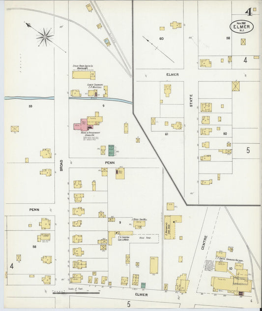 Sanborn Fire Insurance Map from Elmer, Salem County, New Jersey (1902), Sheet #0004 - Historic Sanborn Fire Insurance Map Print, vintage old map wall art, antique decor, genealogy gift, New Jersey New Jersey map
