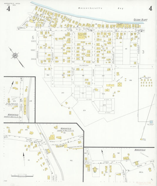 Sanborn Fire Insurance Map from Marshfield, Plymouth County, Massachusetts (1933), Sheet #0004 - Historic Sanborn Fire Insurance Map Print, vintage old map wall art, antique decor, genealogy gift, Massachusetts Massachusetts map