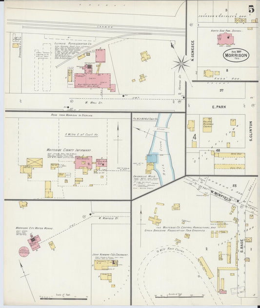 Sanborn Fire Insurance Map from Morrison, Whiteside County, Illinois (1897), Sheet #0005 - Historic Sanborn Fire Insurance Map Print, vintage old map wall art, antique decor, genealogy gift, Illinois Illinois map
