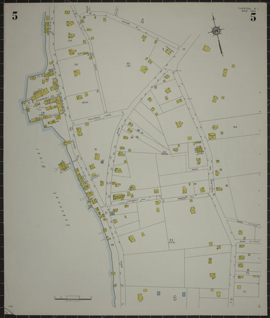 Sanborn Fire Insurance Map from Tiverton, Newport County, Rhode Island (1933), Sheet #0005 - Historic Sanborn Fire Insurance Map Print, vintage old map wall art, antique decor, genealogy gift, Rhode Island Rhode Island map