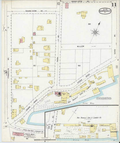 Sanborn Fire Insurance Map from New Rochelle, Westchester County, New York (1896), Sheet #0011 - Historic Sanborn Fire Insurance Map Print, vintage old map wall art, antique decor, genealogy gift, New York New York map