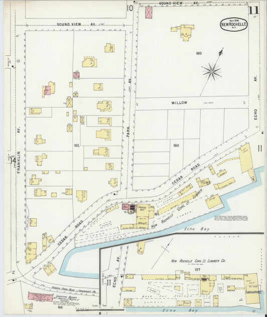 Sanborn Fire Insurance Map from New Rochelle, Westchester County, New York (1896), Sheet #0011 - Historic Sanborn Fire Insurance Map Print, vintage old map wall art, antique decor, genealogy gift, New York New York map