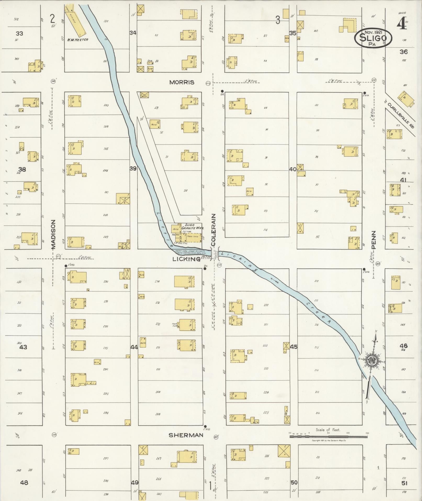 Sanborn Fire Insurance Map from Sligo, Clarion County, Pennsylvania (1921), Sheet #0004 - Historic Sanborn Fire Insurance Map Print, vintage old map wall art, antique decor, genealogy gift, Pennsylvania Pennsylvania map