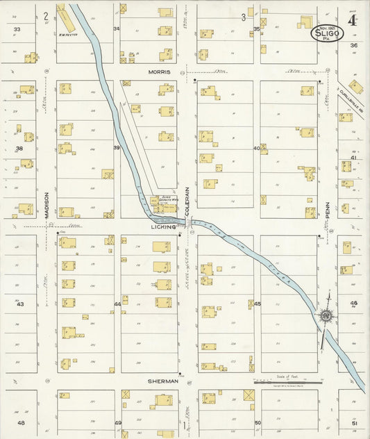 Sanborn Fire Insurance Map from Sligo, Clarion County, Pennsylvania (1921), Sheet #0004 - Historic Sanborn Fire Insurance Map Print, vintage old map wall art, antique decor, genealogy gift, Pennsylvania Pennsylvania map