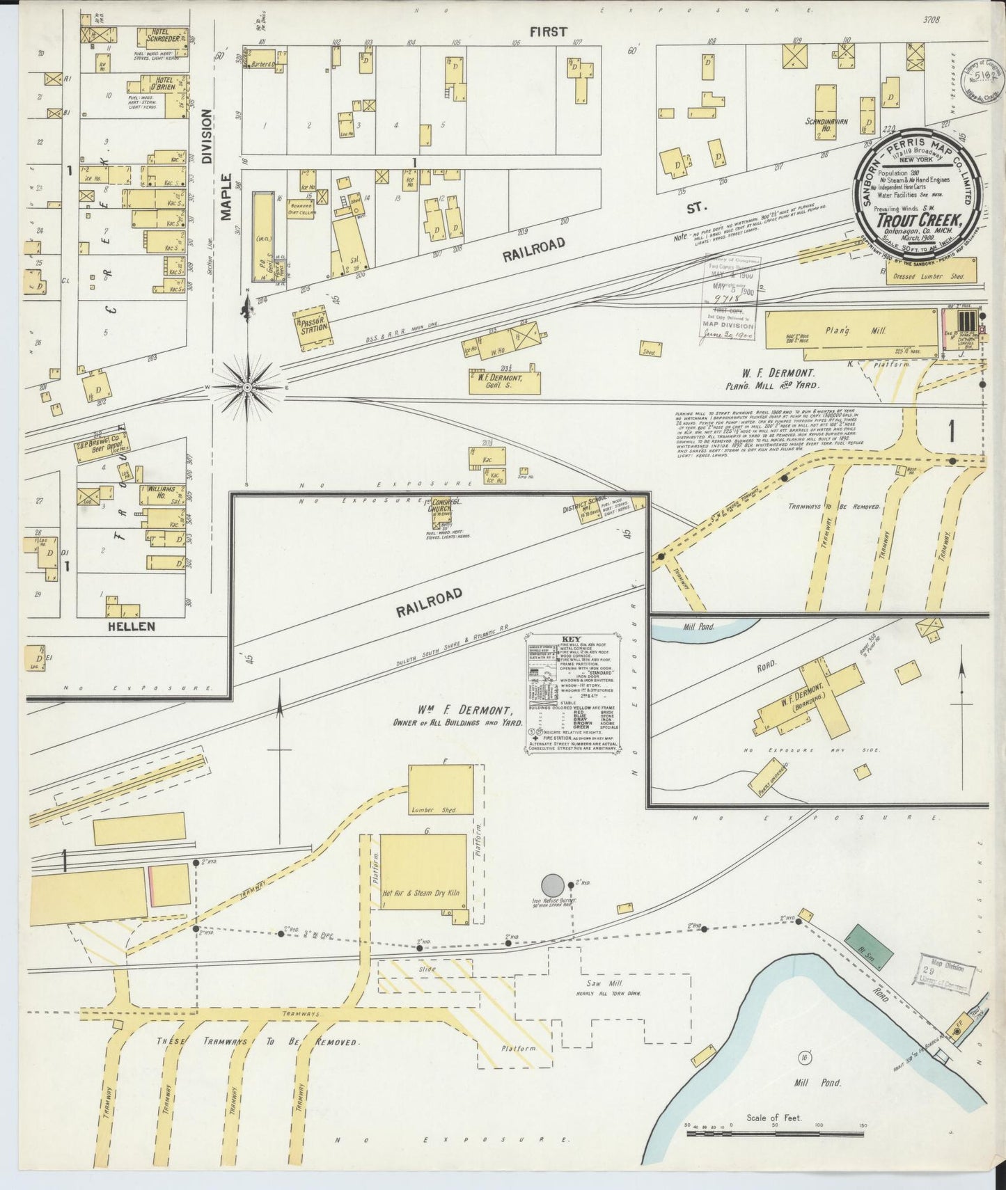 Sanborn Fire Insurance Map from Trout Creek, Ontonagon County, Michigan (1900), Sheet #0001 - Historic Sanborn Fire Insurance Map Print, vintage old map wall art, antique decor, genealogy gift, Michigan Michigan map