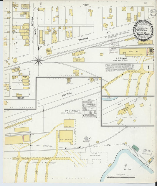 Sanborn Fire Insurance Map from Trout Creek, Ontonagon County, Michigan (1900), Sheet #0001 - Historic Sanborn Fire Insurance Map Print, vintage old map wall art, antique decor, genealogy gift, Michigan Michigan map