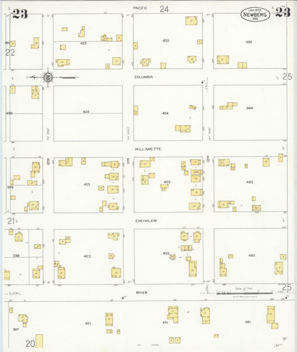 Sanborn Fire Insurance Map from Newberg, Yamhill County, Oregon (1929), Sheet #0023 - Complete Map Set gallery image, historic Sanborn map, vintage wall art, Oregon Oregon