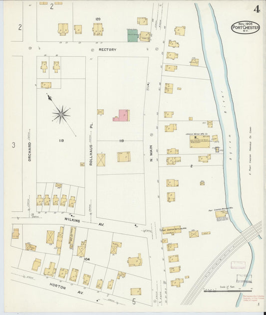 Sanborn Fire Insurance Map from Port Chester, Westchester County, New York (1908), Sheet #0004 - Historic Sanborn Fire Insurance Map Print, vintage old map wall art, antique decor, genealogy gift, New York New York map