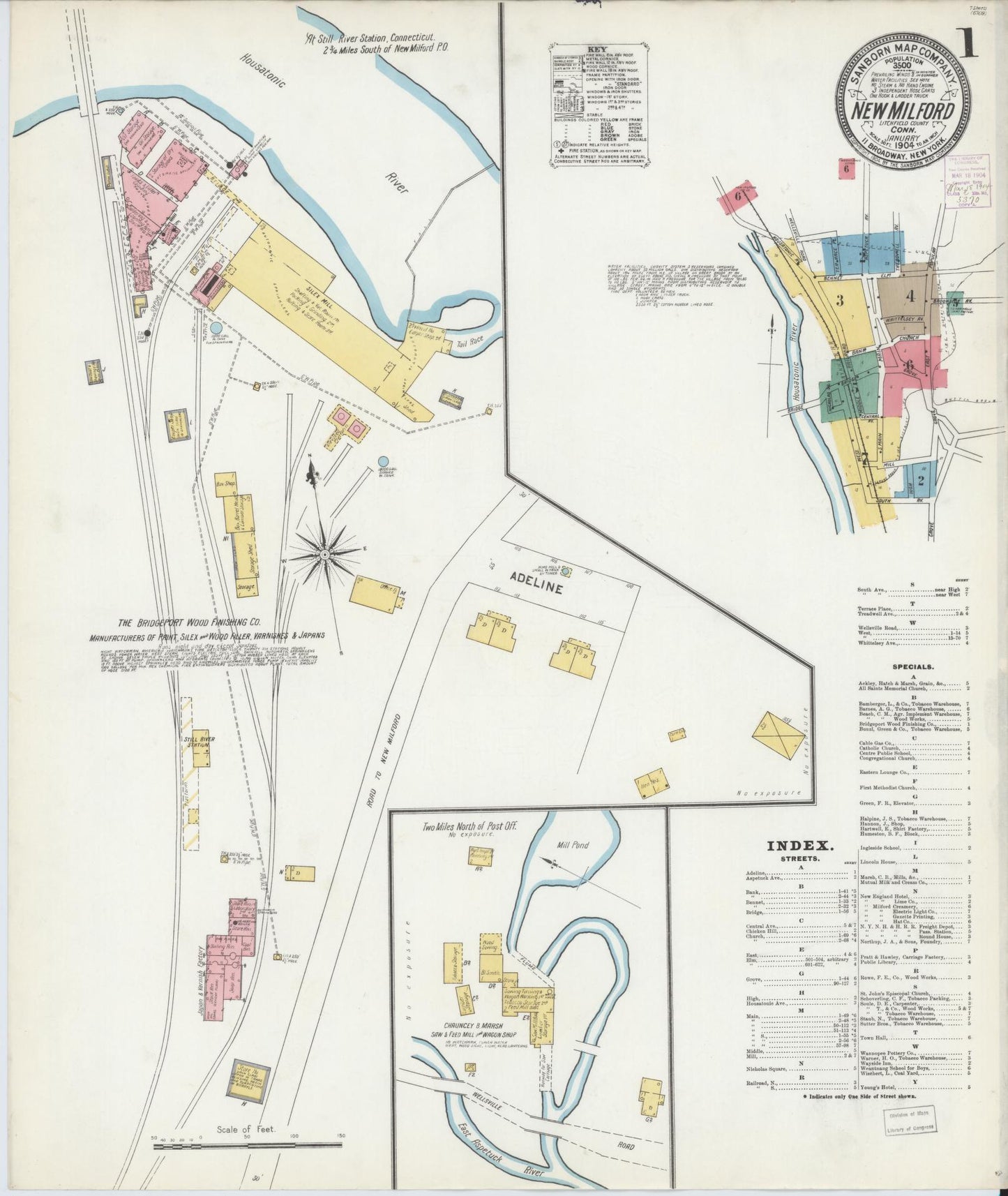 Sanborn Fire Insurance Map from New Milford, Litchfield County, Connecticut (1904), Sheet #0001 - Complete Map Set gallery image, historic Sanborn map, vintage wall art, Connecticut Connecticut