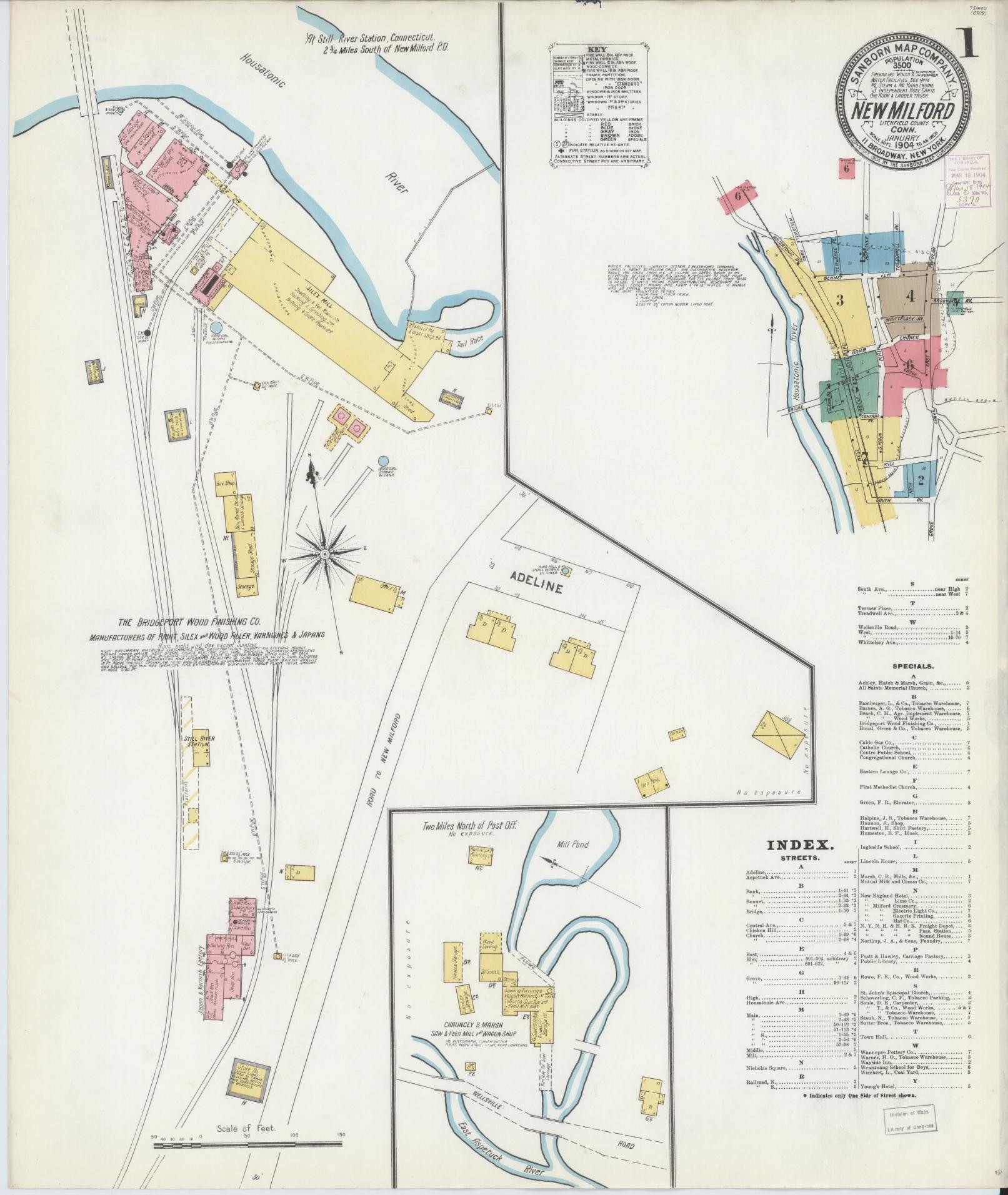 Sanborn Fire Insurance Map from New Milford, Litchfield County, Connecticut (1904), Sheet #0001 - Complete Map Set gallery image, historic Sanborn map, vintage wall art, Connecticut Connecticut