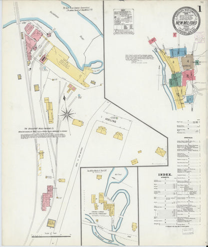 Sanborn Fire Insurance Map from New Milford, Litchfield County, Connecticut (1904), Sheet #0001 - Complete Map Set gallery image, historic Sanborn map, vintage wall art, Connecticut Connecticut