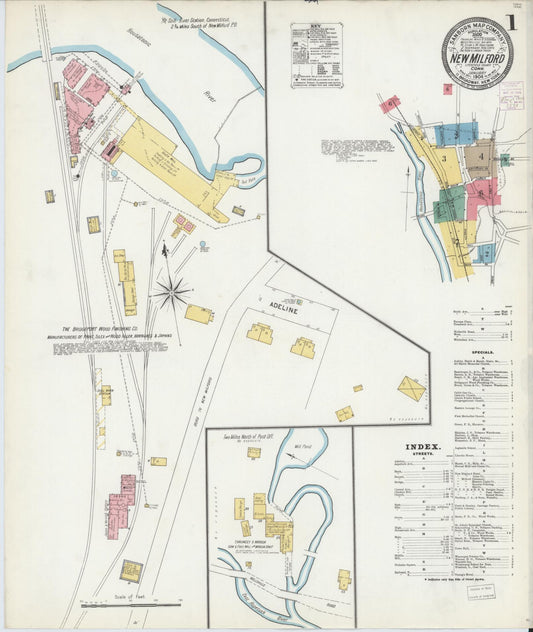 Sanborn Fire Insurance Map from New Milford, Litchfield County, Connecticut (1904), Sheet #0001 - Complete Map Set gallery image, historic Sanborn map, vintage wall art, Connecticut Connecticut