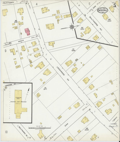 Sanborn Fire Insurance Map from Bedford, Independent Cities, Virginia (1921), Sheet #0005 - Complete Map Set gallery image, historic Sanborn map, vintage wall art, Virginia Virginia