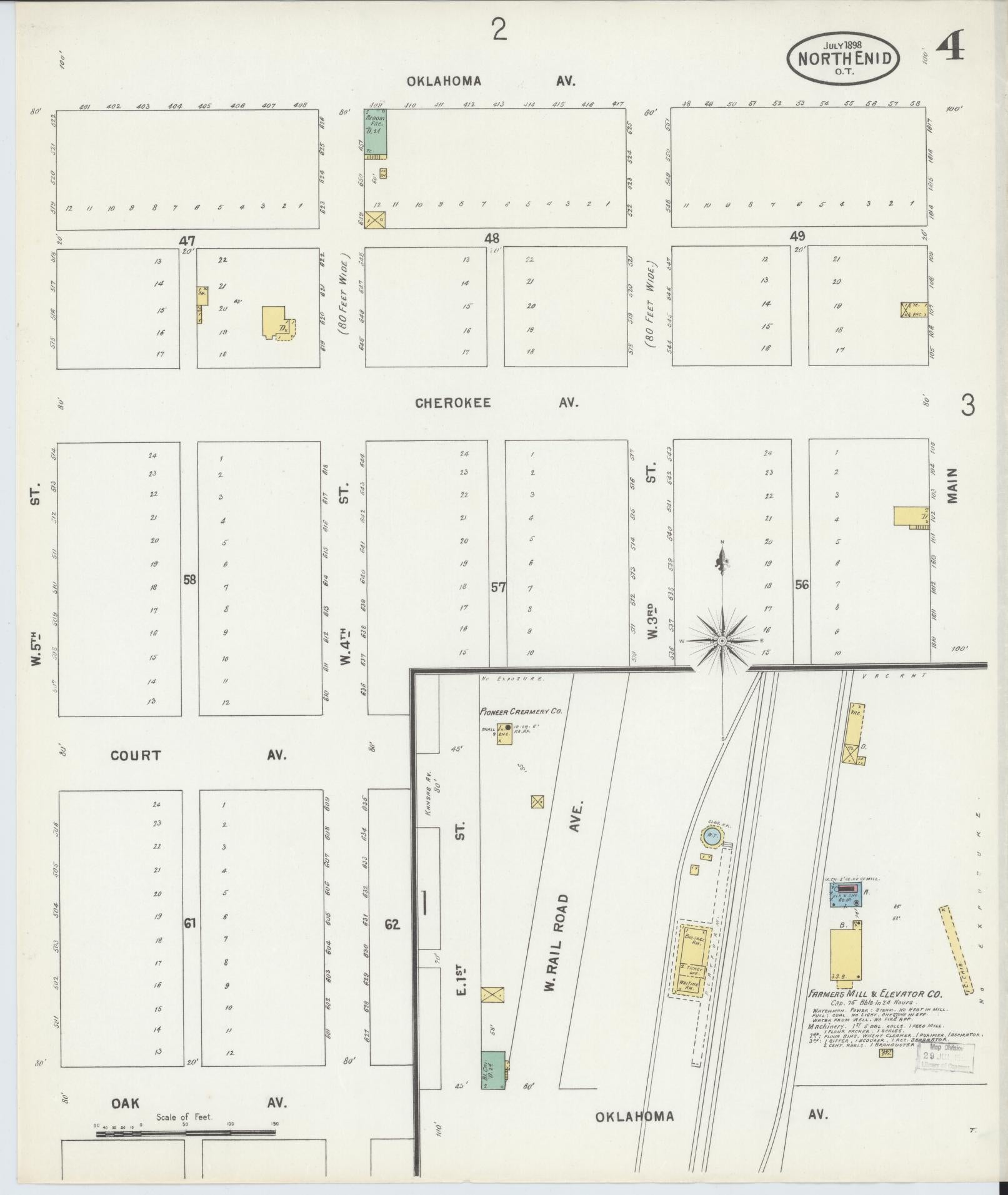 Sanborn Fire Insurance Map from North Enid, Garfield County, Oklahoma (1898), Sheet #0004 - Complete Map Set gallery image, historic Sanborn map, vintage wall art, Oklahoma Oklahoma