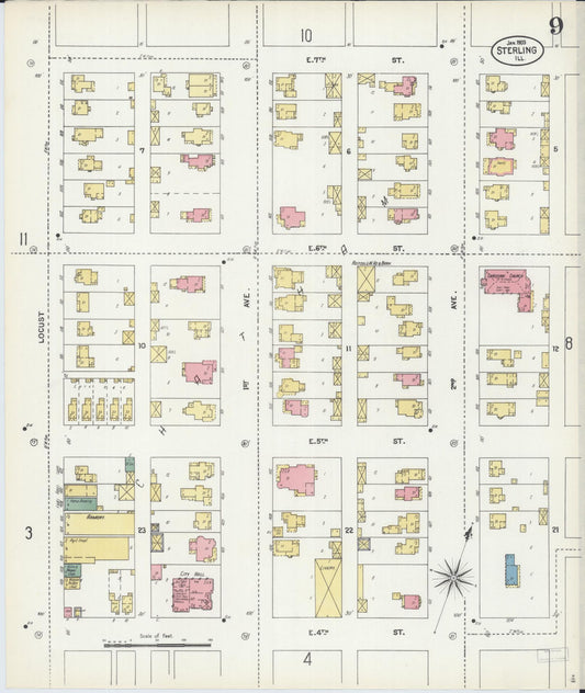 Sanborn Fire Insurance Map from Sterling, Whiteside County, Illinois (1903), Sheet #0009 - Historic Sanborn Fire Insurance Map Print, vintage old map wall art, antique decor, genealogy gift, Illinois Illinois map