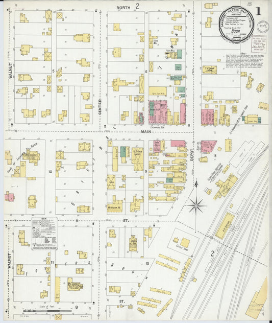 Sanborn Fire Insurance Map from Buda, Bureau County, Illinois (1901), Sheet #0001 - Complete Map Set gallery image, historic Sanborn map, vintage wall art, Illinois Illinois