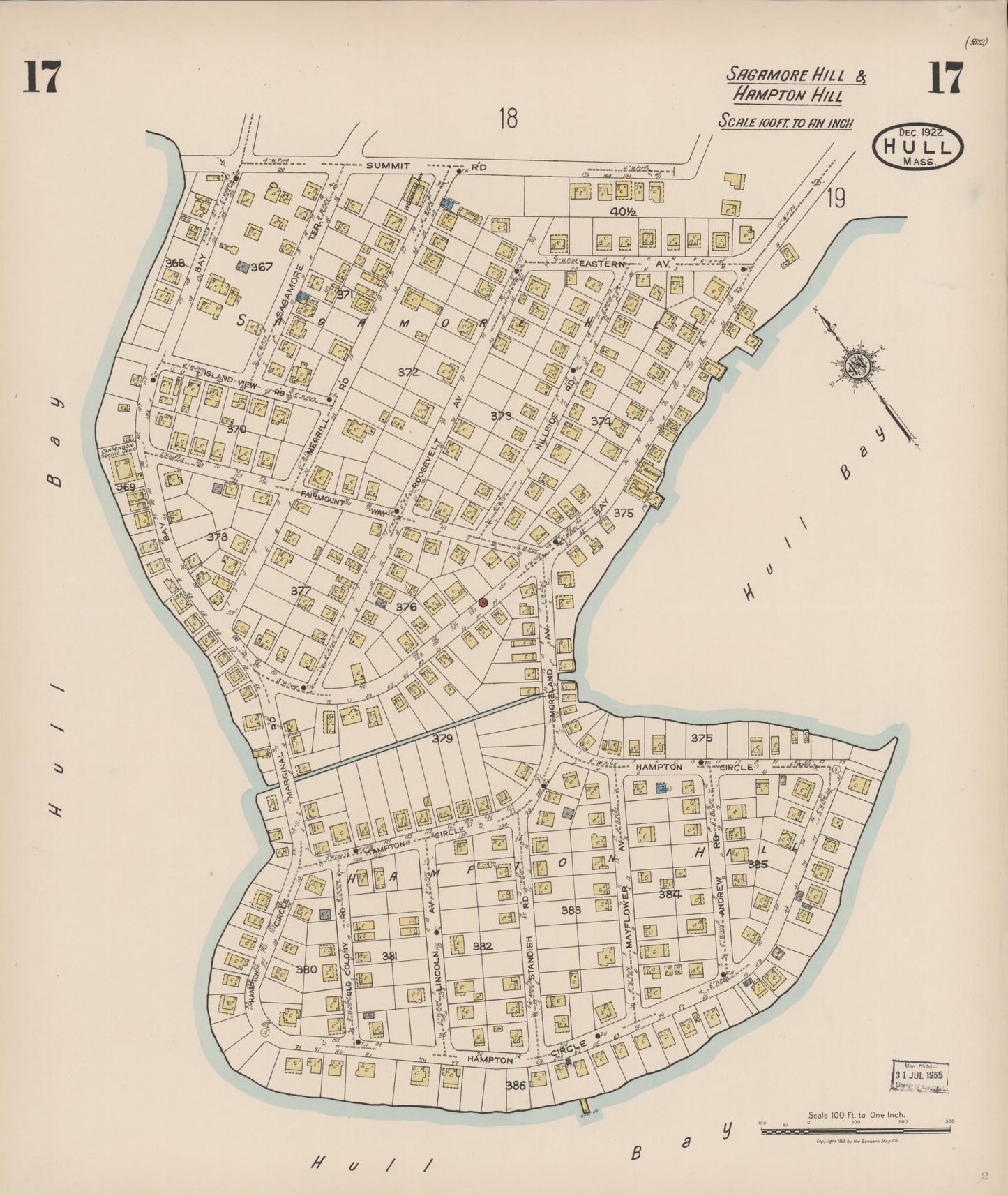 Sanborn Fire Insurance Map from Hull, Plymouth County, Massachusetts (1922), Sheet #0017 - Complete Map Set gallery image, historic Sanborn map, vintage wall art, Massachusetts Massachusetts
