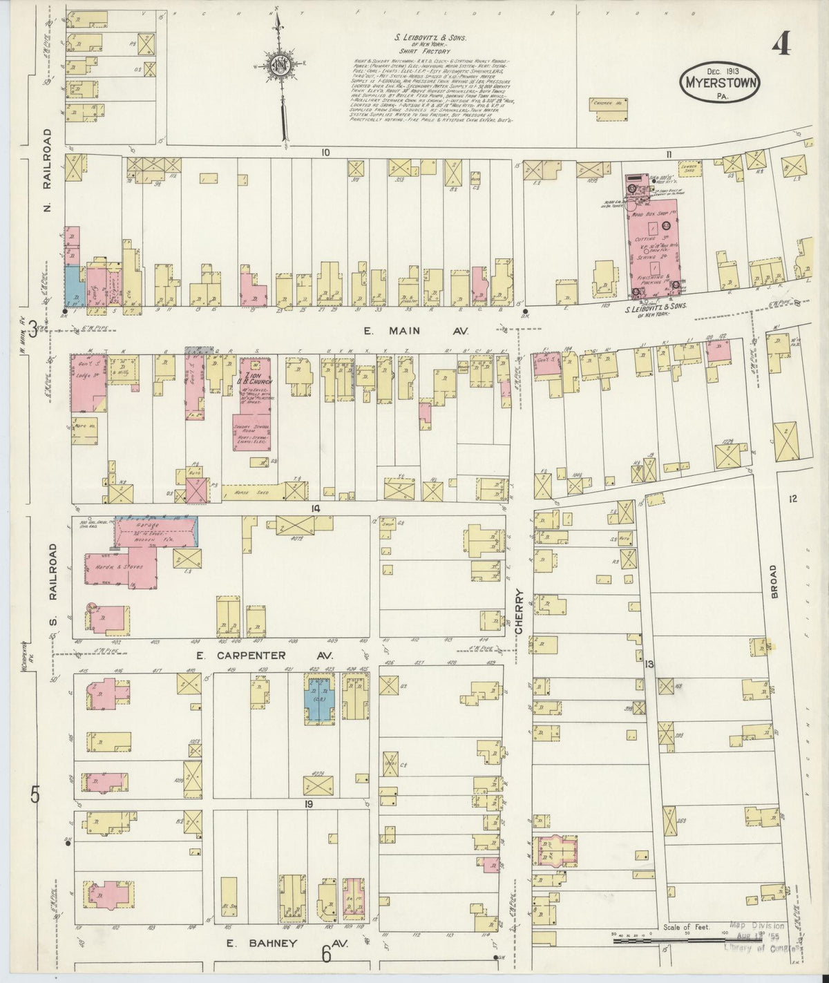 Sanborn Fire Insurance Map from Myerstown, Lebanon County, Pennsylvania (1913), Sheet #0004 - Historic Sanborn Fire Insurance Map Print, vintage old map wall art, antique decor, genealogy gift, Pennsylvania Pennsylvania map