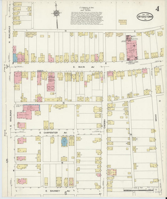 Sanborn Fire Insurance Map from Myerstown, Lebanon County, Pennsylvania (1913), Sheet #0004 - Historic Sanborn Fire Insurance Map Print, vintage old map wall art, antique decor, genealogy gift, Pennsylvania Pennsylvania map