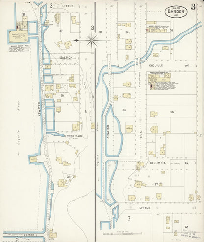Sanborn Fire Insurance Map from Bandon, Coos County, Oregon (1898), Sheet #0003 - Complete Map Set gallery image, historic Sanborn map, vintage wall art, Oregon Oregon