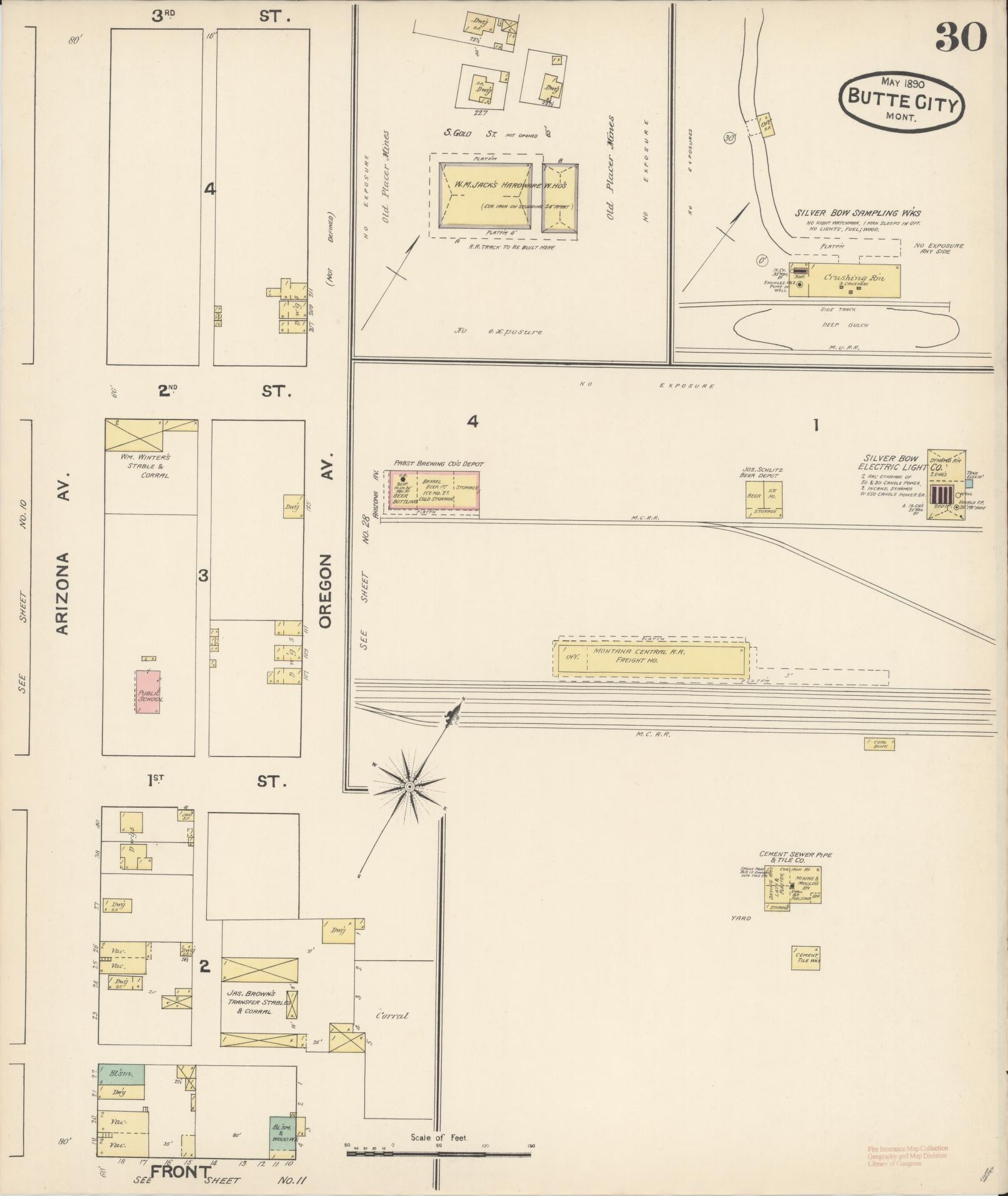 Sanborn Fire Insurance Map from Butte, Silver Bow County, Montana (1890), Sheet #0030 - Complete Map Set gallery image, historic Sanborn map, vintage wall art, Montana Montana