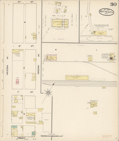 Sanborn Fire Insurance Map from Butte, Silver Bow County, Montana (1890), Sheet #0030 - Complete Map Set gallery image, historic Sanborn map, vintage wall art, Montana Montana