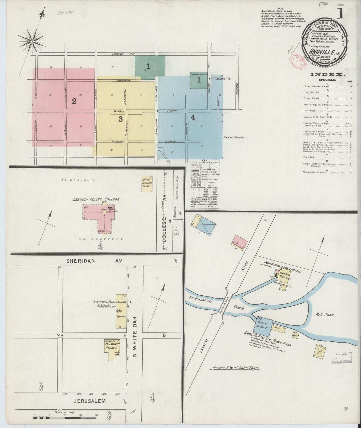 Sanborn Fire Insurance Map from Annville, Lebanon County, Pennsylvania (1895), Sheet #0001 - Complete Map Set gallery image, historic Sanborn map, vintage wall art, Pennsylvania Pennsylvania