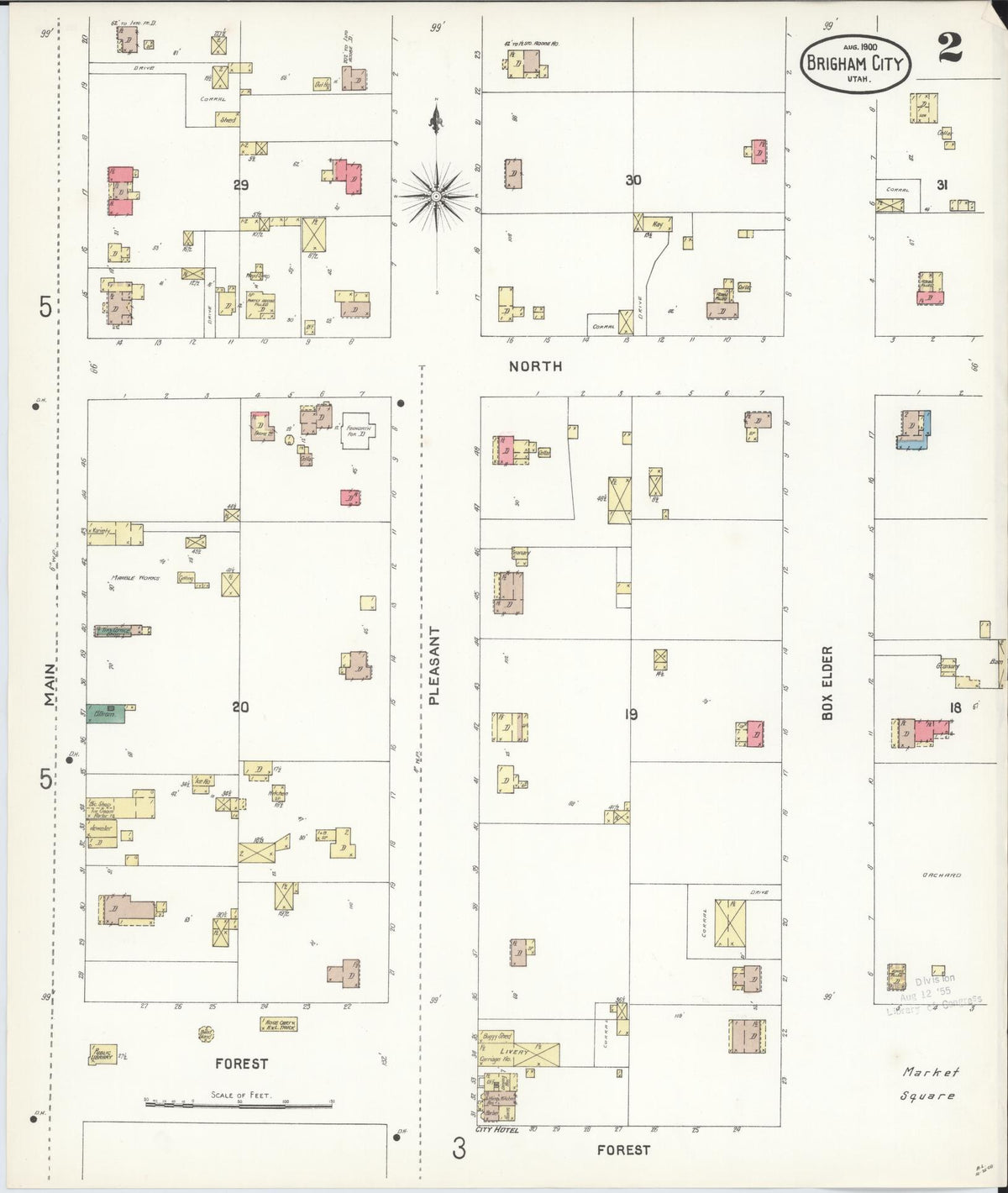 Sanborn Fire Insurance Map from Brigham City, Box Elder County, Utah (1900), Sheet #0002 - Complete Map Set gallery image, historic Sanborn map, vintage wall art, Utah Utah