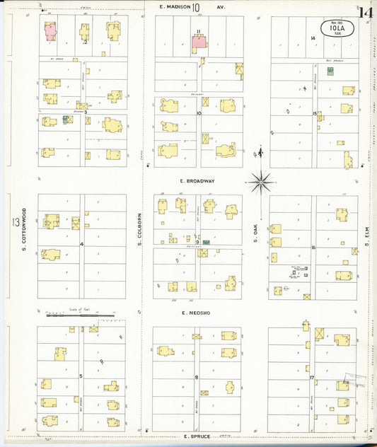 Sanborn Fire Insurance Map from Iola, Allen County, Kansas (1901), Sheet #0019 - Historic Sanborn Fire Insurance Map Print, vintage old map wall art, antique decor, genealogy gift, Kansas Kansas map