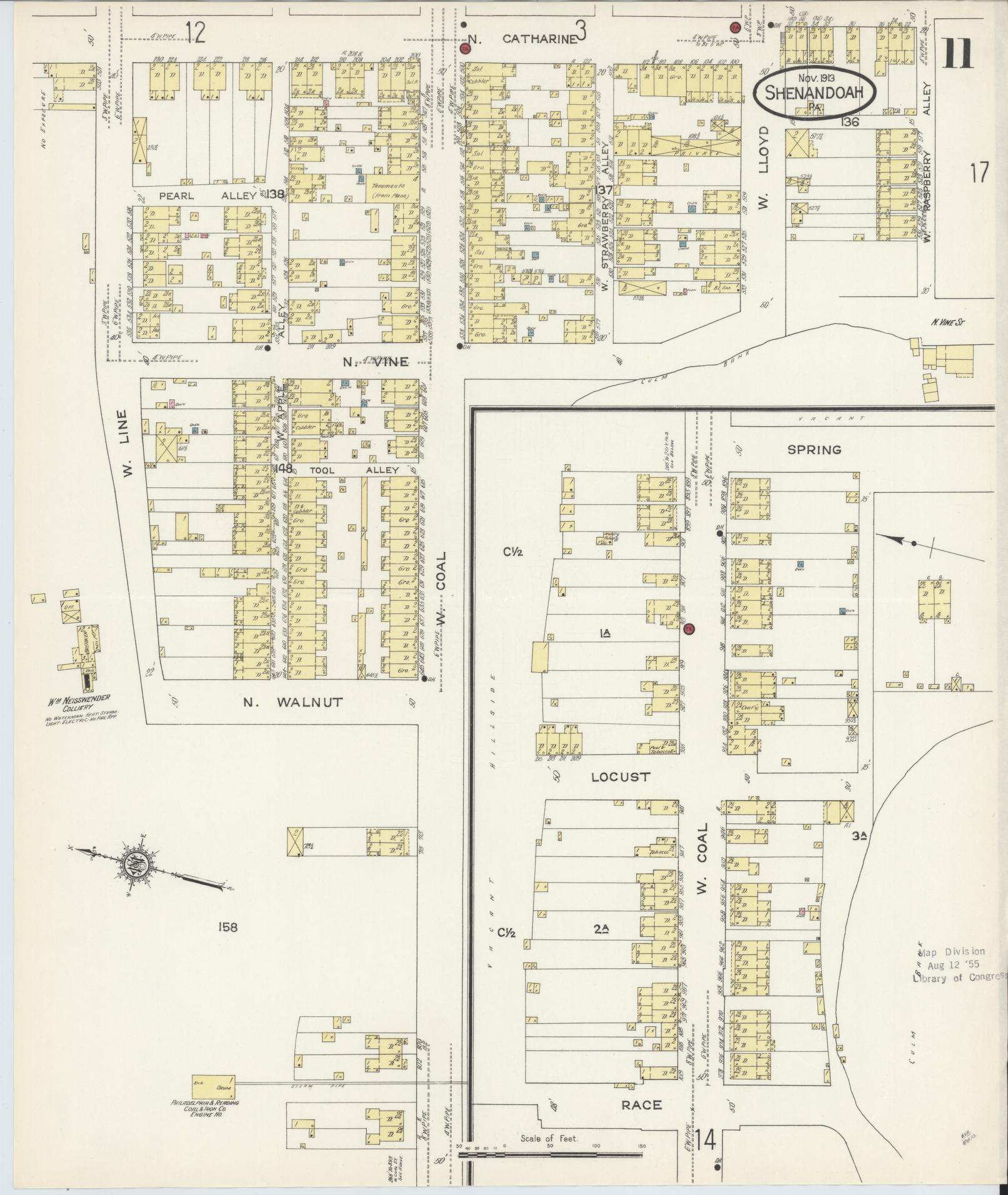 Sanborn Fire Insurance Map from Shenandoah, Schuylkill County, Pennsylvania (1913), Sheet #0011 - Complete Map Set gallery image, historic Sanborn map, vintage wall art, Pennsylvania Pennsylvania