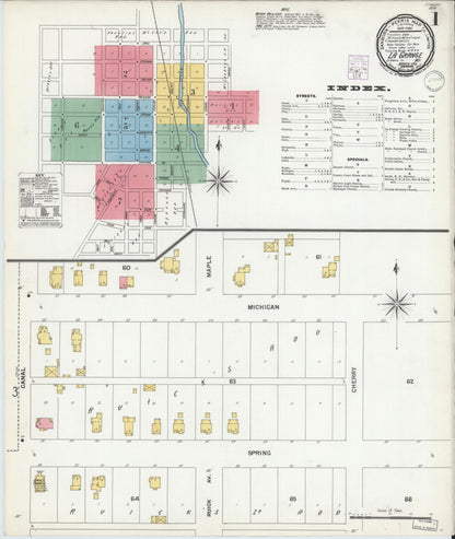 Sanborn Fire Insurance Map from Lagrange, LaGrange County, Indiana (1901), Sheet #0001 - Historic Sanborn Fire Insurance Map Print, vintage old map wall art, antique decor, genealogy gift, Indiana Indiana map