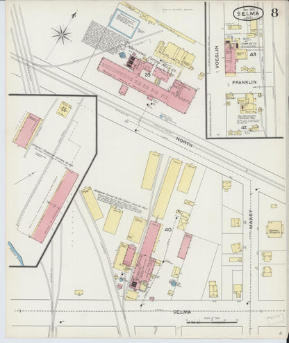 Sanborn Fire Insurance Map from Selma, Dallas County, Alabama (1893), Sheet #0008 - Complete Map Set gallery image, historic Sanborn map, vintage wall art, Alabama Alabama